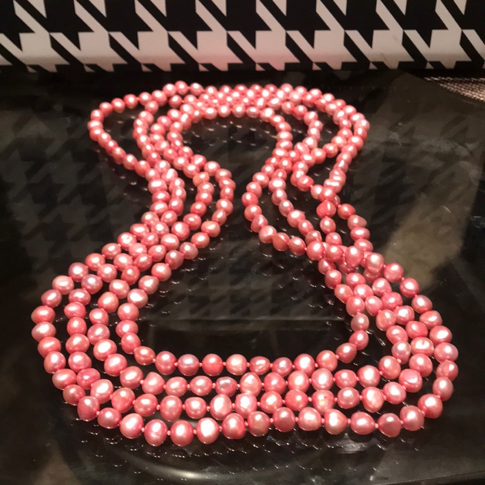 Pink Cultured Pearl Endless Necklace 80”